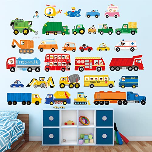DECOWALL DSL-8064 Construction Vehicles Wall Stickers Transportation Car Truck Decals Removable for Kids Boys Baby Bedroom Nursery Playroom Living Room - Image 2