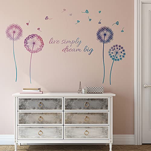 Walplus Spring Decoration Wall Stickers Watercolor Dandelion Live Simply Removable Self Adhesive Mural Art Decals Vinyl Home Decoration Diy Living Bedroom Decor Wallpaper Kids Room Gift #TOP1