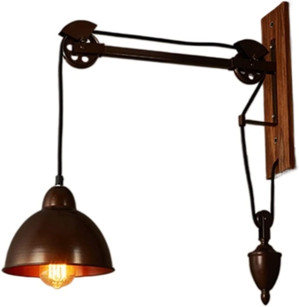 Applique Murale extérieure Vintage E27 luminaire industriel rétro à poulie en fer forgé