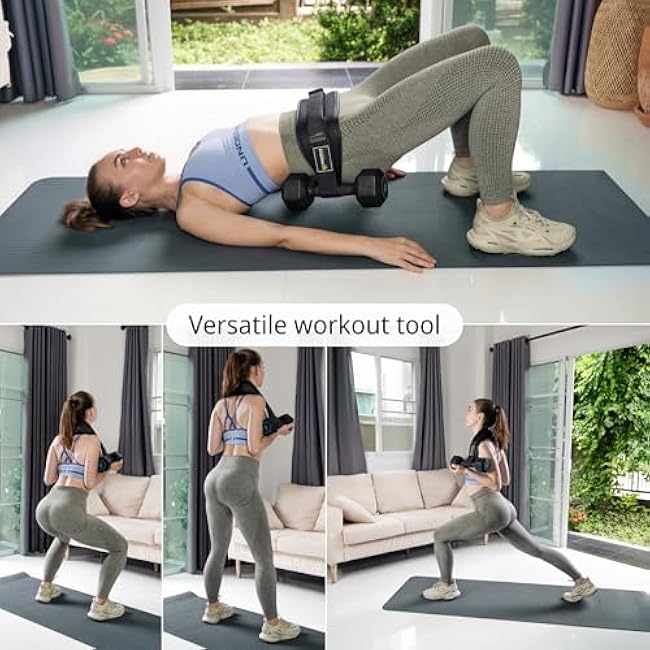 Exercise Hip Thrust Belt with Slip-Resistant Padding - Easy to Use with Dumbbells, Kettlebells, or Plates - Protects Your Hips for Gym, Home Workouts, or On the Go
