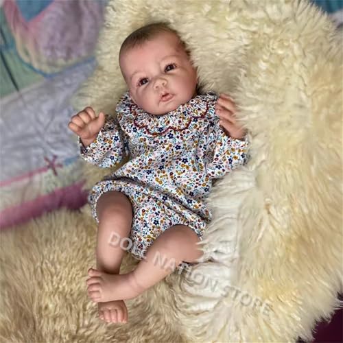 Lebensechte Reborn Baby Puppen 18 Zoll 48cm Handgemachte Realistische Wiedergeborene Baby Puppen Neugeborenes Baby Weich Vinyl Silikon Gewichteter Körper Echte Puppen – Bild 4
