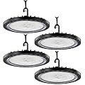 Viugreum 4 Pack LED High Bay Light 5000K 300W UFO High Bay Lights 31500LM with Hanging Chain Commercial Bay Lighting for Barn Garage Warehouse Car Wash Shop UFO Lights