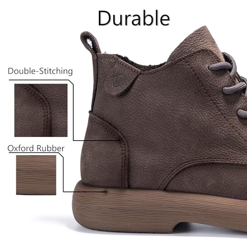 Mens Lace Up Casual Fashion Ankle Boots, Soft Genuine Leather Comfortable Durable Breathable Chelsea Western Boots, Round Toe Non-Slip Retro Stylich Walking Shoes, Vintage Work Shoe4