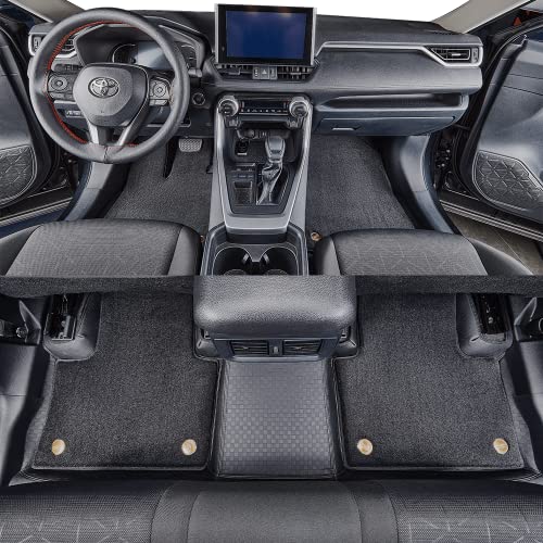 EKR Custom Fit Corolla Cross Floor Mats for Select Toyota Corolla Cross Hybrid SE、XSE 2023 2024 2025 2026 - Full Set,Leatherette Plus Blanket (Black)