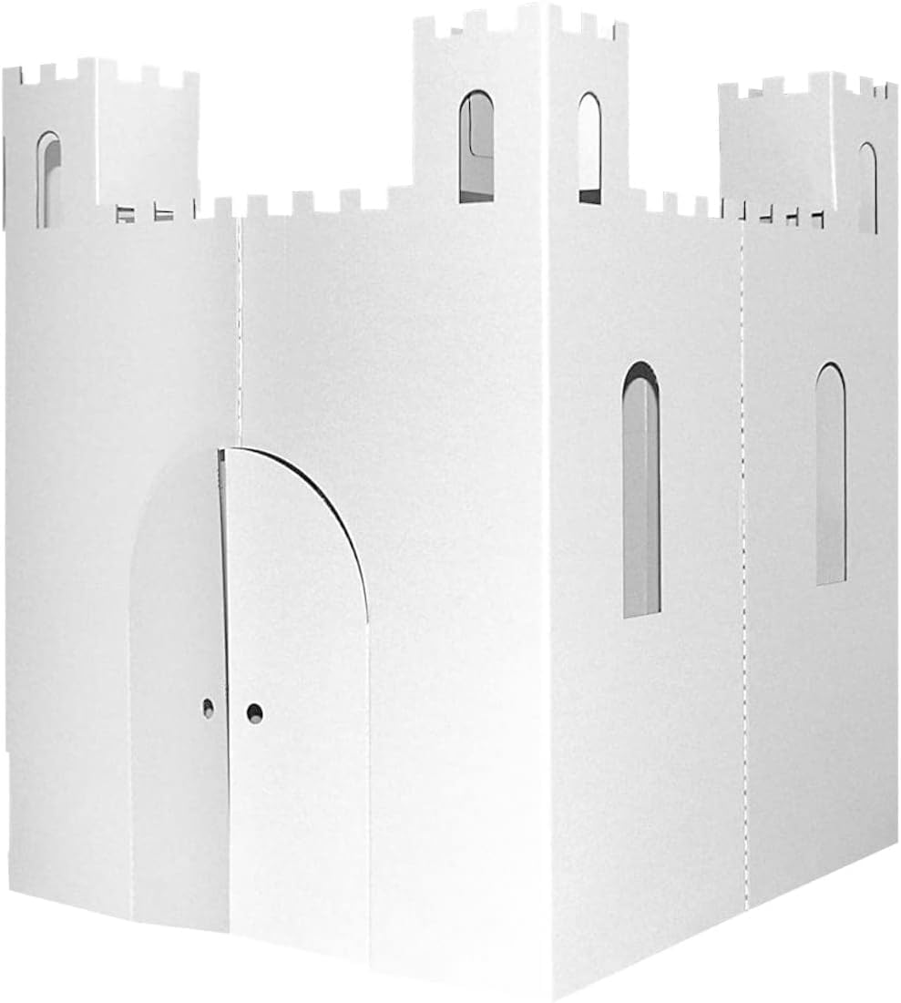 Easy Playhouse Blank Castle - Kids Art and Craft for Indoor & Outdoor Fun Color, Draw on this Blank Canvas–Decorate and Personalize a Cardboard Fort, 32 by 32 by 43. 5 inches Made in USA Age 3 and up - Image 2