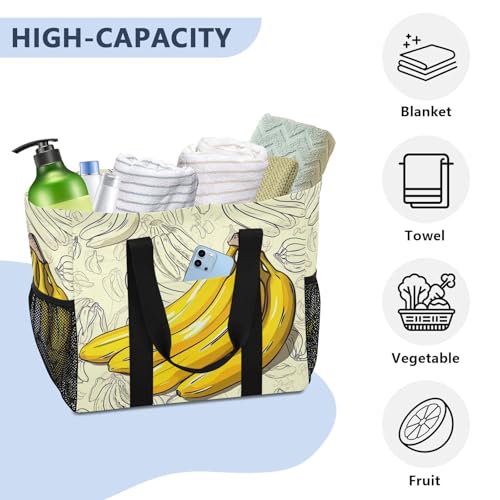 Nander Delicious Bananas Foldable Tote Bag Waterproof Sandproof Women Beach Bag Handbag Gym Bag Travel Shopping Bag4
