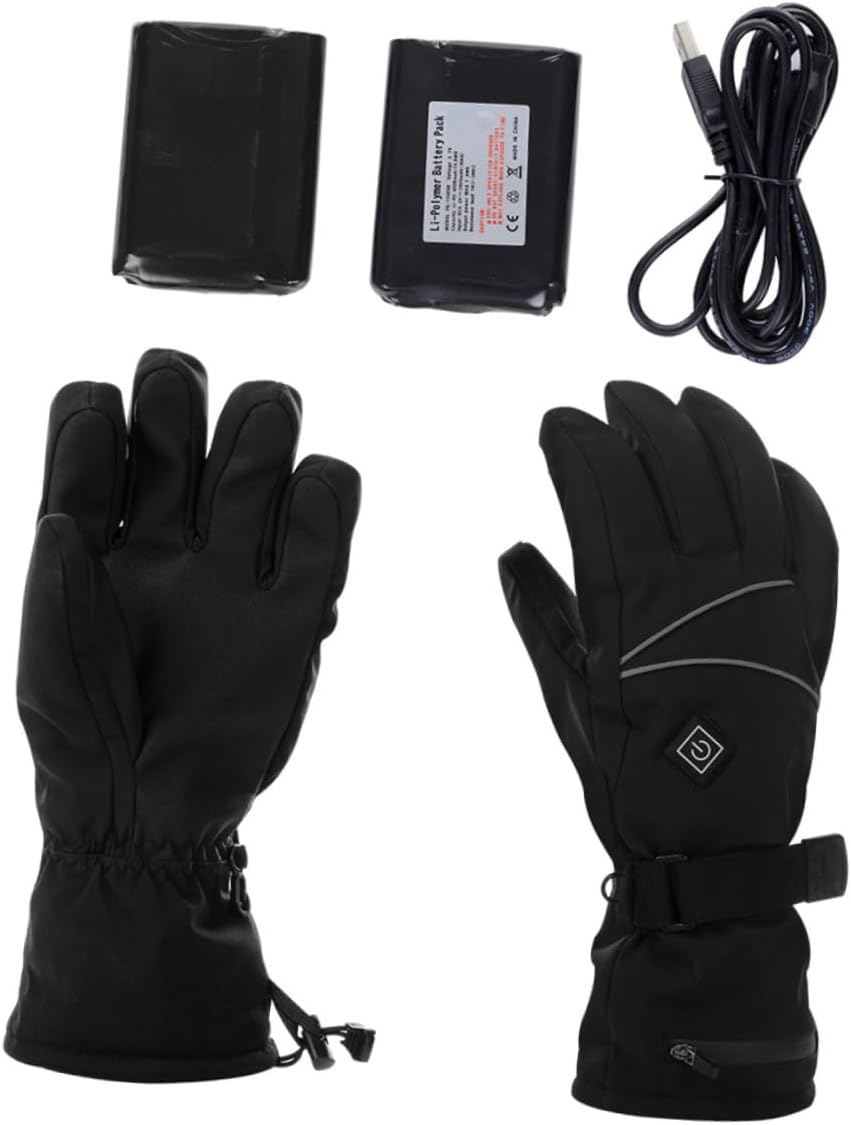 1Pair Outdoor Heating Gloves Thickened Warm Gloves for Motorcycle Riding and Winter Sports Rechargeable Battery for Cold Hands
