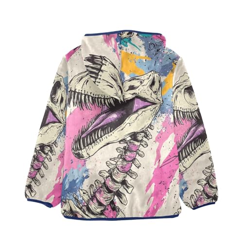 Graffiti Dinosaurs Skeleton Girls Fleece Jacket Girls Fall Jacket Girls Zip Up Hoodie Girls Sherpa Jacket 2-10T2