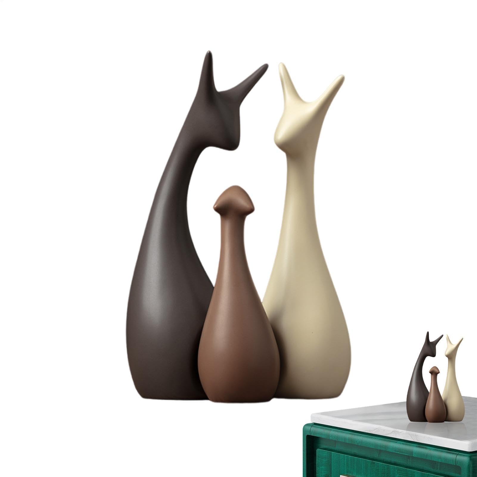 Rzeźba statuy rodziny trzech osób Nowoczesne figurki ceramiczne - statuetki artystyczne, urocze akcesoria domowe, zabawa