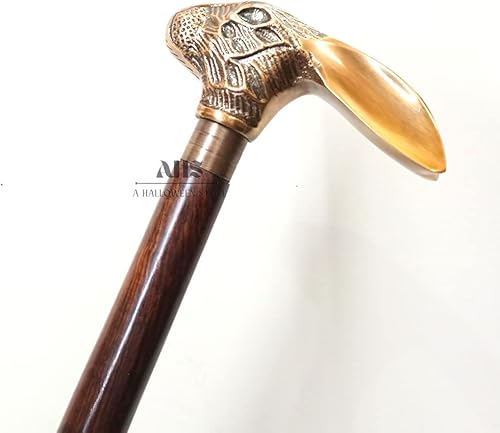 Miniatura 5 de Mango de cabeza de conejo con acabado antiguo de bronce, bastón hecho a mano, de madera, regalo para hombres y mujeres