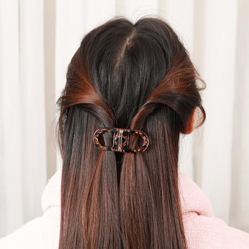 2 Stück Magnetische Haarspangen, Rutschfeste Magnetische Haarstyling Clips für Damen, Rutschfeste Haarclips für Einfache Alltagsfrisuren, Geeignet für Alle Haartypen(Schwarz + Leopardenmuster)