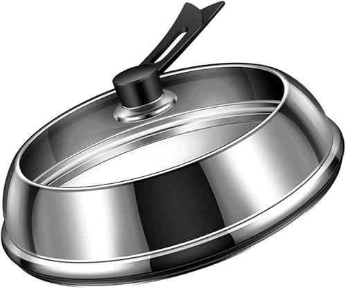 SHERCHPRY Tapa de acero inoxidable de repuesto con tapa de vidrio templado de hierro fundido, tapas de sartén de hierro fundido, tapas universales SHERCHPRY Tapa de acero inoxidable de repuesto con tapa de vidrio templado de hierro fundido, tapas de sartén de hierro fundido, tapas universales
