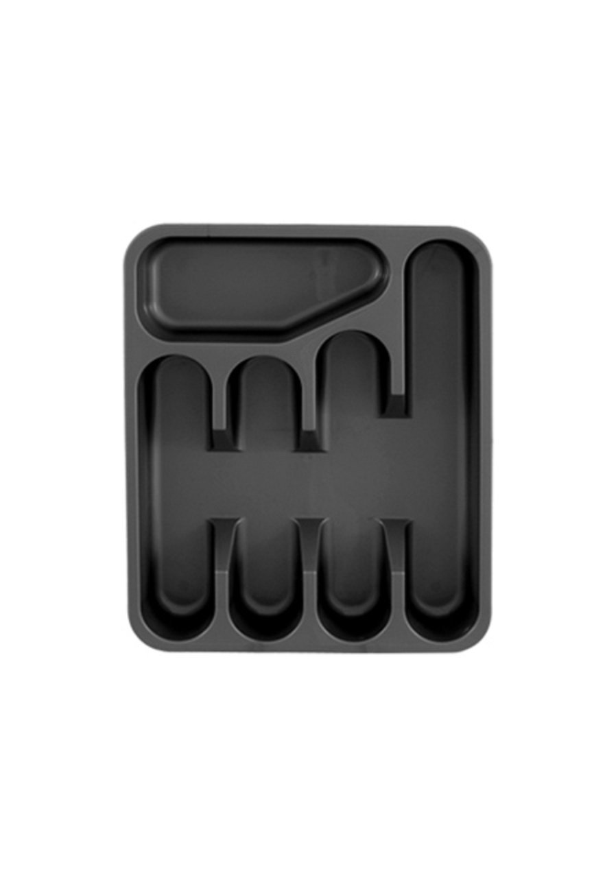 5 Compartment Plastic Cutlery Holder Tray Drawer Organiser Rack (Ash)