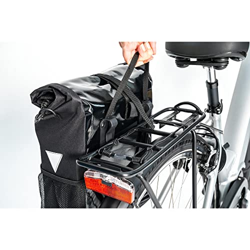 FISCHER Fahrrad Gepäckträgertasche Kurier, Fahrradtasche, Umhängetasche, Reflektor, 18 Liter, wasserabweisend, schwarz