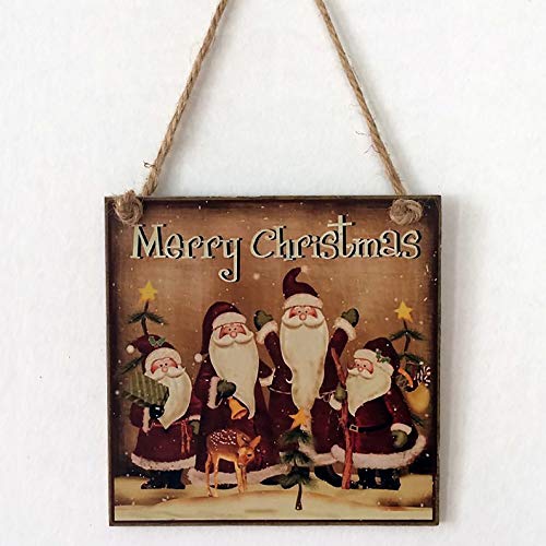 Appearancees Christmas Party Decoration Four Santa Claus Wooden Plaque Hanging Board