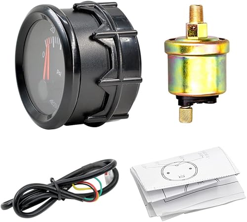 Miniatura 5 de ESUPPORT Universal Coche 2.047 in puntero medidor de presión de aceite kit prensa PSI blanco LED indicador indicador Dail Display electrónico