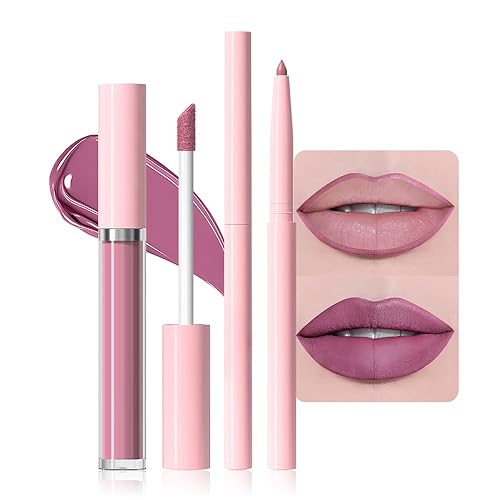 Miniatura 7 de AMY'S DIARY Juego de 2 delineadores de labios y lápiz labial negro mate, delineador de labios negros de larga duración, impermeable, juego de lápiz