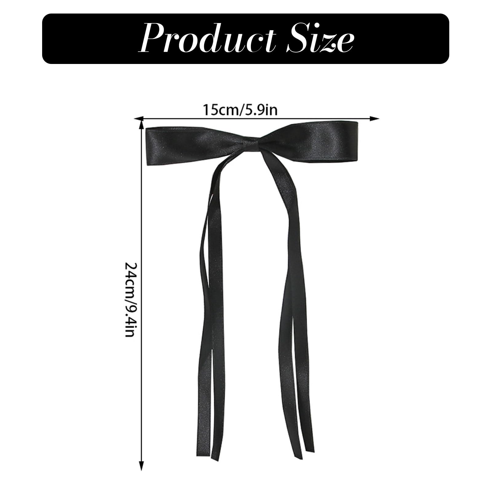 FEXPDL 8 Pack Bow Hair Clips for Women, Tassel Hair Ribbons Bows Barrettes Clip with Long Tail for Girls Womens,Hair Accessories Ribbons Bows Clips(White,Red,Pink,Black) - Image 2