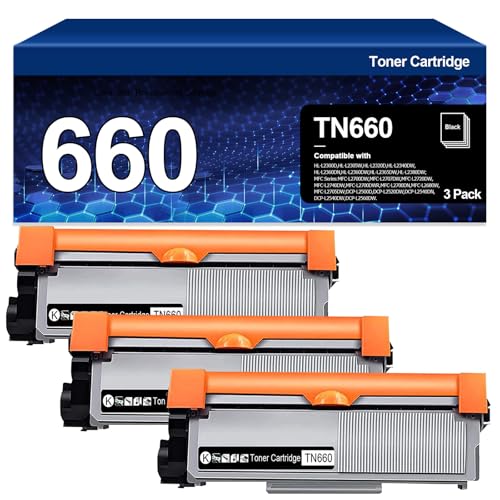 Cartouche toner TN660 TN630 pour imprimante Brother MFC-L2700DW HL-L2300D HL-L2340DW - Lot de 3