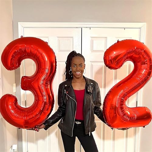 Image of 3rd Birthday Number Balloons for Girls Kids, 40 Inch Red Number Balloons 3 Large for 3rd 30th Birthday Party Decorations, Self Inflating Balloons Anniversary Graduation Party Decor Men Supplies