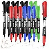 Coruscant Ultra Fine Point Permanent Markers, 15 Pack Extra Fine Tip 0.4 Mm Marker, Black, Red, Blue, Green, Assorted Colors, Quick-Drying, Waterproof, Fade-Resistant, Ideal For Home, Office, School