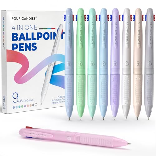 Four Candies 4-in-1 Farbstifte 9er-Pack 1 0 mm 4 Farbstifte schnelltrocknende Krankenschwesterstifte weich schreibende Farbtintenstifte Komfortgriff & Macaron Büro- und Schulbedarf