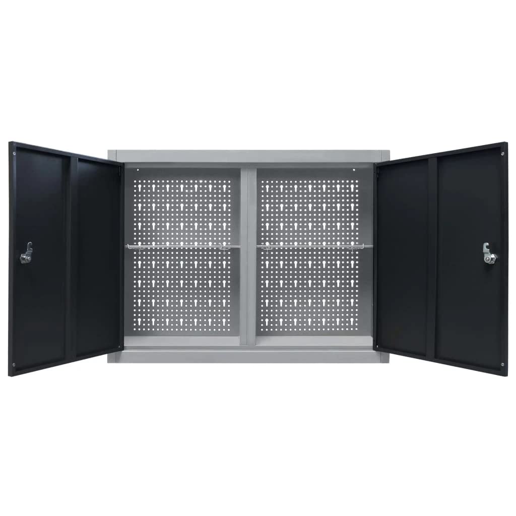 vidaXL Wall Mounted Tool Storage Organiser Lockable Doors with