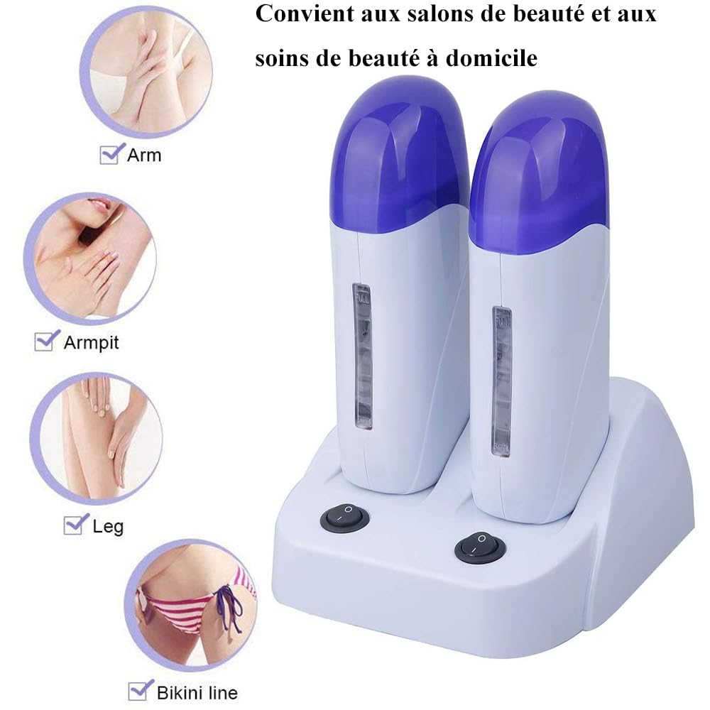 Joody Chauffe Cire pour Roll on Cire Epilation, Double Cartouches Appareil Chauffe cire Professionnelle, électrique Wax Machine