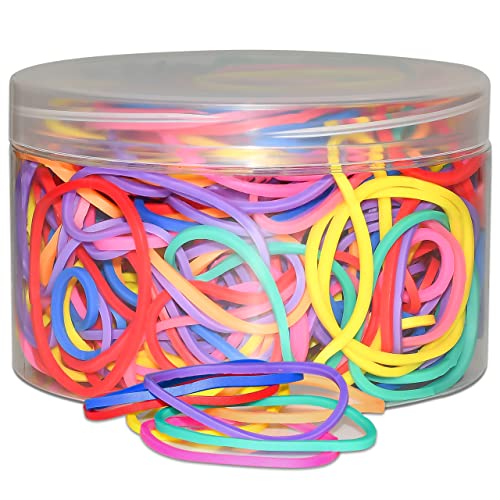 JIKIOU Multicolor Rubber Bands for School Home Office, 280PCS Colored Elastics Bands, Assorted Color Rubber Bands(Unstretched Diameter:1-1/2inch,Red,Yellow, Blue,Green,Pink,Purple,Orange）