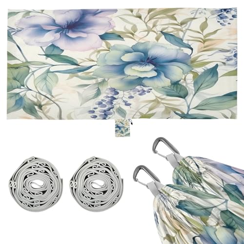 SDMKA Green Blue Floral Camping Hammock, 330 lbs with 2 Tree Straps, Carry Bag, Single Portable Hammock for Outdoor/Indoor, Hiking, Beach, Backpacking, Travel