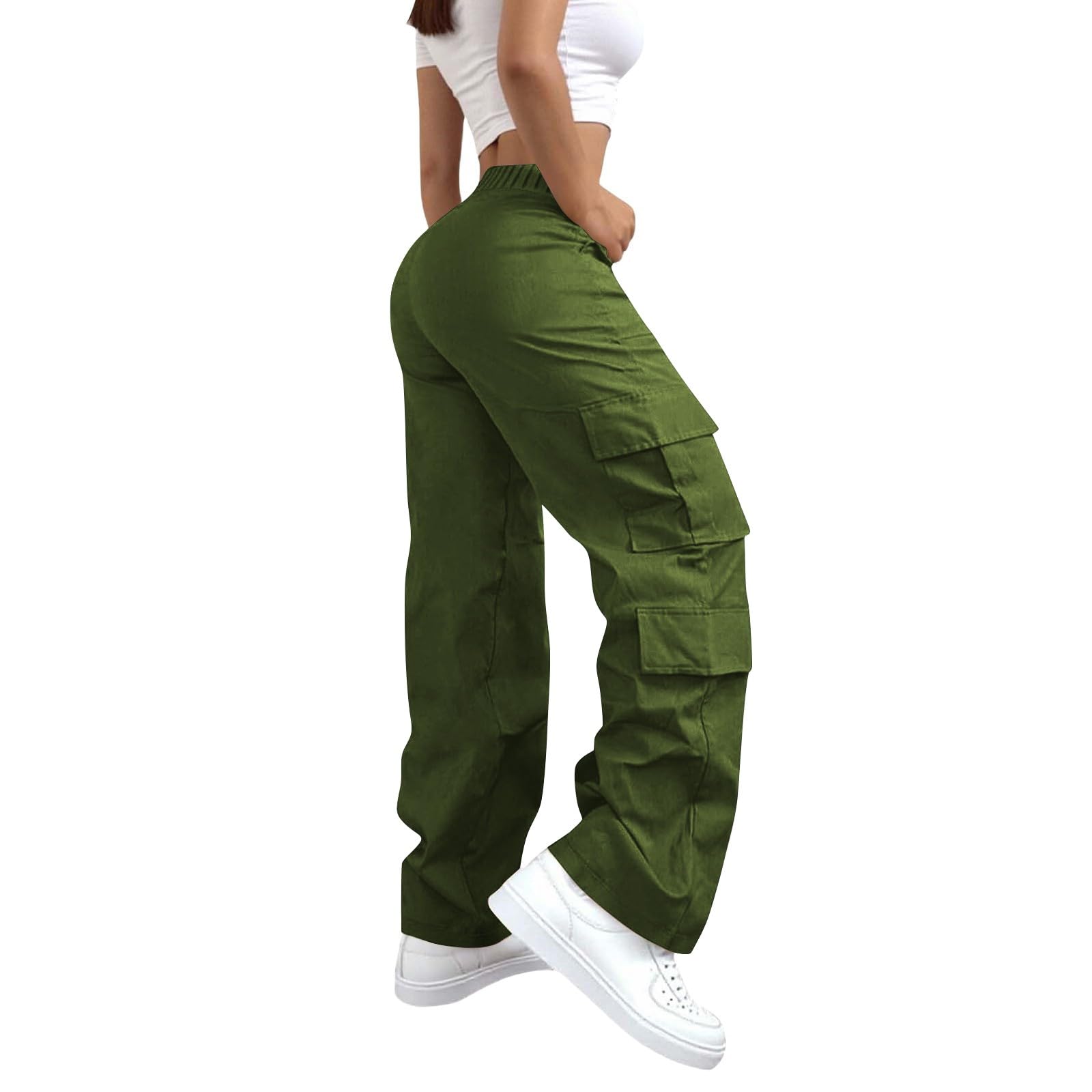 Mujer Pantalones Deportivos Holgados Cargo de Corte Ancho con Bolsillos
