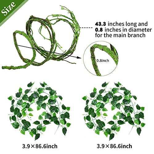 Flexible Bend-A-Branch Jungle Vines Plastic Terrarium Plant Leaves Pet Habitat Decor For Lizard,Frogs, Snakes And More Reptiles(Pack Of 3) (Reptile Vines) #TOP2