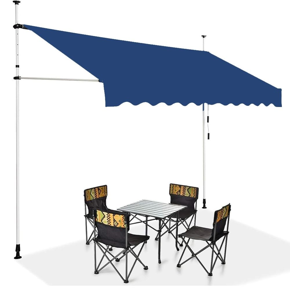 Wysuwany zamiennik tkaniny markizy – 3,5 m, 3,0 m, 4 m, 4,9 m, osłona przeciwsłoneczna na patio, ciemnoniebieskie płótno (200 x 200 cm)