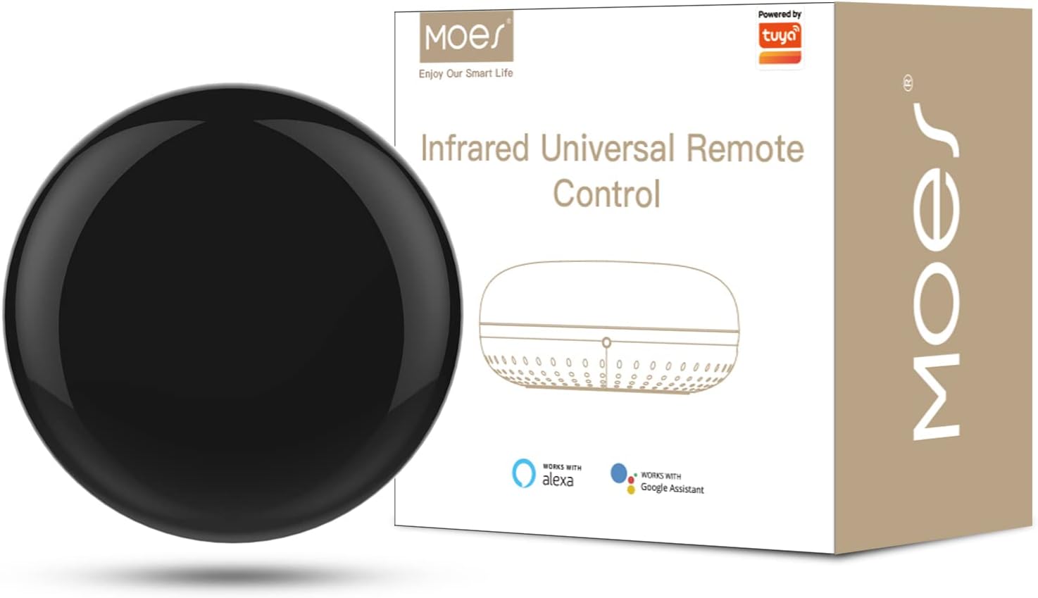 MOES IR Remote Control Wi-Fi(2.4Ghz) Enabled Infrared Universal Remote Controller For Air Conditioner TV DVD Using Smart Life APP Compatible with Alexa Google Home Voice Control