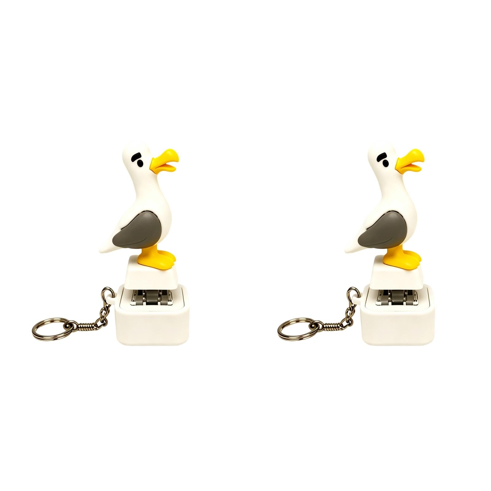 Seagull Mine Sound Button Keychain Seagull Clicker Fidget Toys (Clear*2)