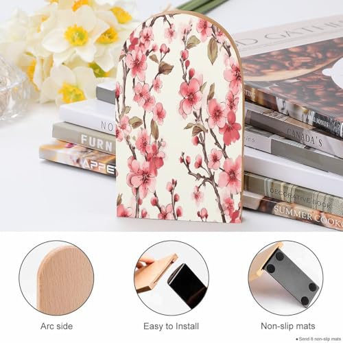 Sujetalibros flor de cerezo de madera con acabados decorativos modernos 5