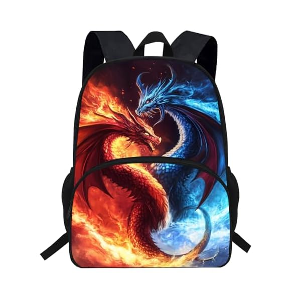 16inch Ice and Fire Dragon Backpack for Kids Schoolbag Boys Bookbag (D992c)
