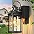 OPAXIS Outdoor Porch Light with GFCI Outlet, Black Motion Sensor Exterior Lighting Fixtures Wall Mount for House with Water Ripple Glass, Anti-Rust Waterproof Outdoor Wall Sconce Lantern for Garage