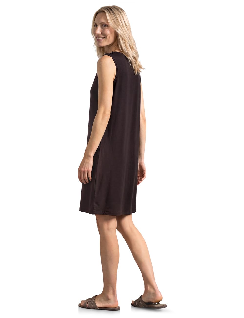 Street One Damen 1409456 Knielanges Kleid mit Rundhals und Knopfdetail (1er Pack)