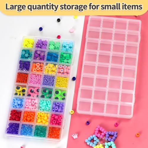 Image of IOOLEEM 32 Grids Plastic Bead Organizer Box, Organizer Container Storage Box, Dividers for Bead Arts and Crafts.(4 Pack)