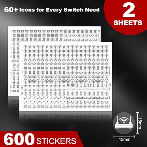 Image of 600 Silver Glow Embossed Switch Board Stickers with 60+ Icons | Luxury Vinyl Self-Adhesive Switch Covers for Lights, Fans & Appliances