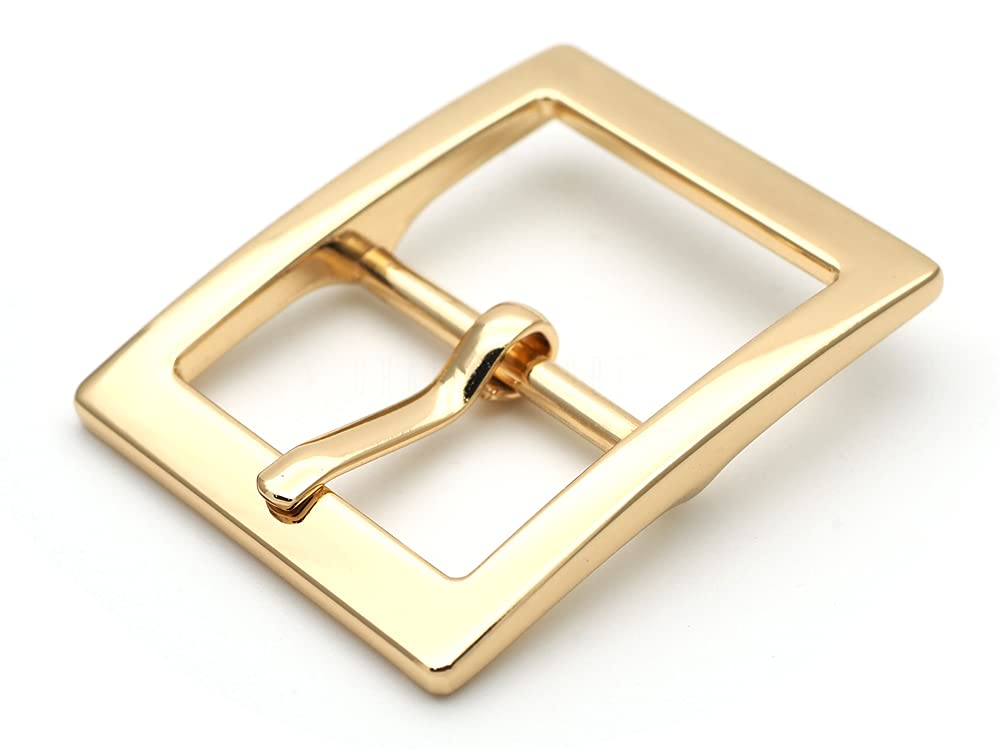 CRAFTMEMORE 4pcs Single Prong Belt Buckle Square Center Bar Buckles Leather Craft Accessories SC30