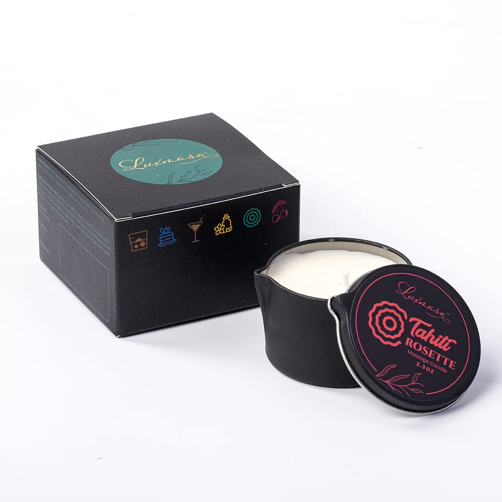 Bougie parfumée à la maison - Huile de massage pour le corps - Huile essentielle de soja infusée à basse température - Cadeau fait à la main - Parfum rosette de Tahiti - 66,6 g