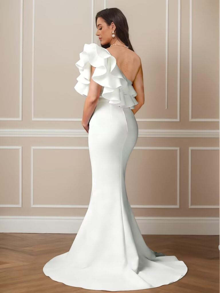 Ruffles One Shoulder Maternity Photoshoot Dress Ruched Pregnancy Gown Mermaid Satin Baby Shower Dresses CSM67