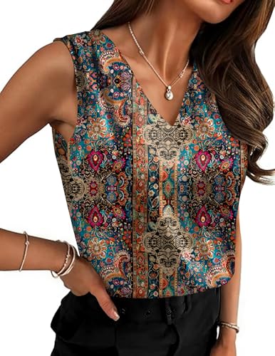 Zeagoo Women's Silk Satin Camisole Tank Tops V Neck Pleated Dressy Casual Sleeveless Blouses Summer Business Work Shirts