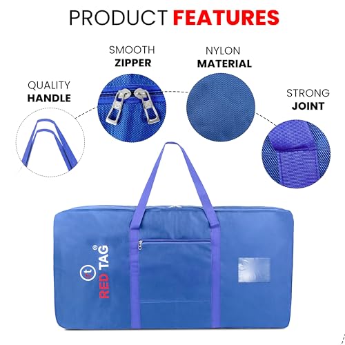 Image of Storite Extra Large Moisture Proof 236 L Heavy Duty 1680 Denier Nylon Multi-Purpose Toys Storage Bag /Stationery Paper /Blankets /Clothes Storage Bag (Blue, 113x39.5x53 cm)