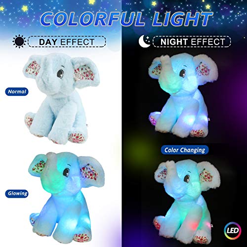 Bstaofy Light Up Elephant Soft Plush Toy Cozy Floppy Led Stuffed Animals Lullabies Nightlight Bedtime For Kids Birthday For Toddlers 12‘’ #TOP6