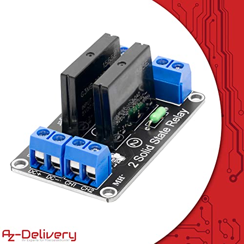 AZDelivery 2 Kanal Relais Modul 5V DC Solid State Relais Low Level Trigger Power Switch Relais Board kompatibel mit Arduino und Raspberry Pi