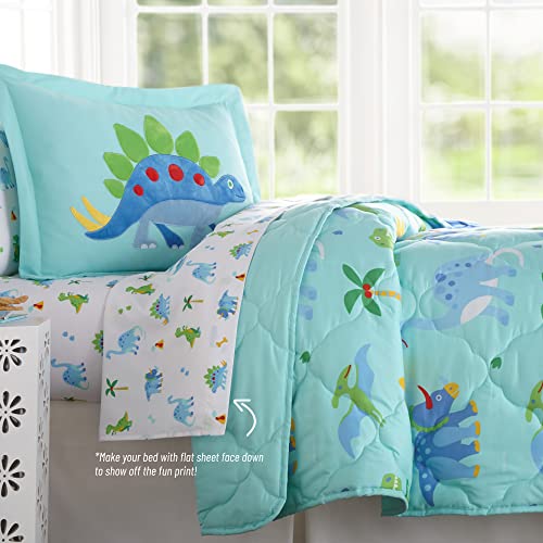 Wildkin Kids Microfiber Full Sheet Set For Boys And Girls, Bedding Sheet Set Includes Top Sheet, Fitted Sheet, And One Standard Pillow Case (Dinosaur Land ) #TOP6