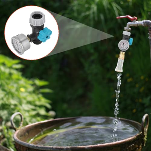 Lwuey Greenhouse Water Pressure Regulator, G3/4in Adjustable Valve Gauge Garden Lawn Patio Irrigation Controller Accessories Visualized Turning Wheel Adjustment Plumbing System Reducer Watering